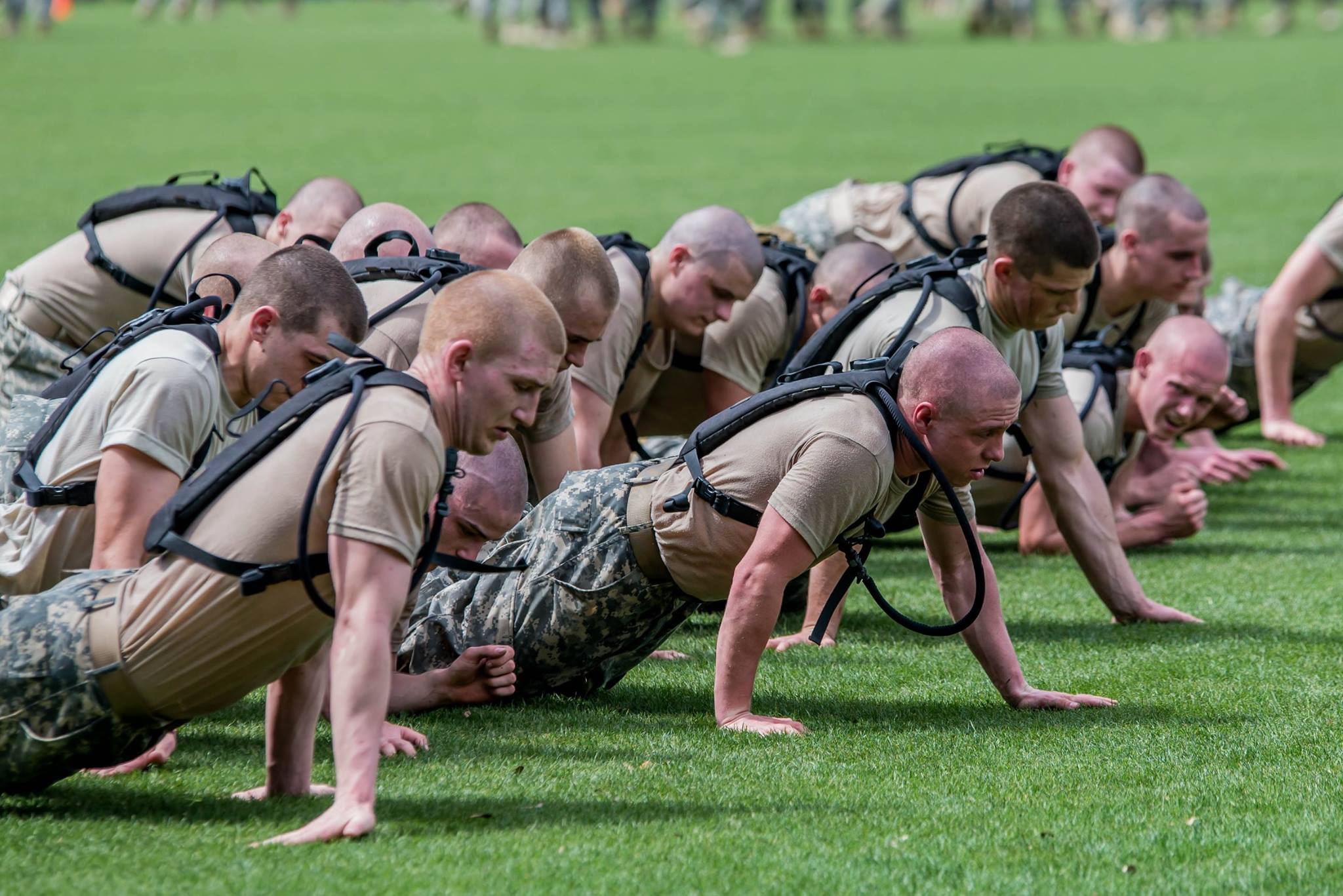 Knobs crawl during one of the exercises as part of the "Gauntlet." photo by Stacy Carter Photography Studios