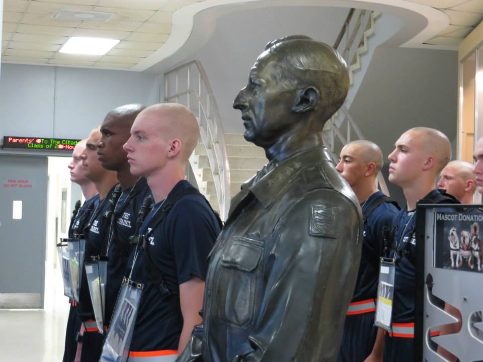 Knobs line up after getting their heads shaved Monday of Challenge Week.