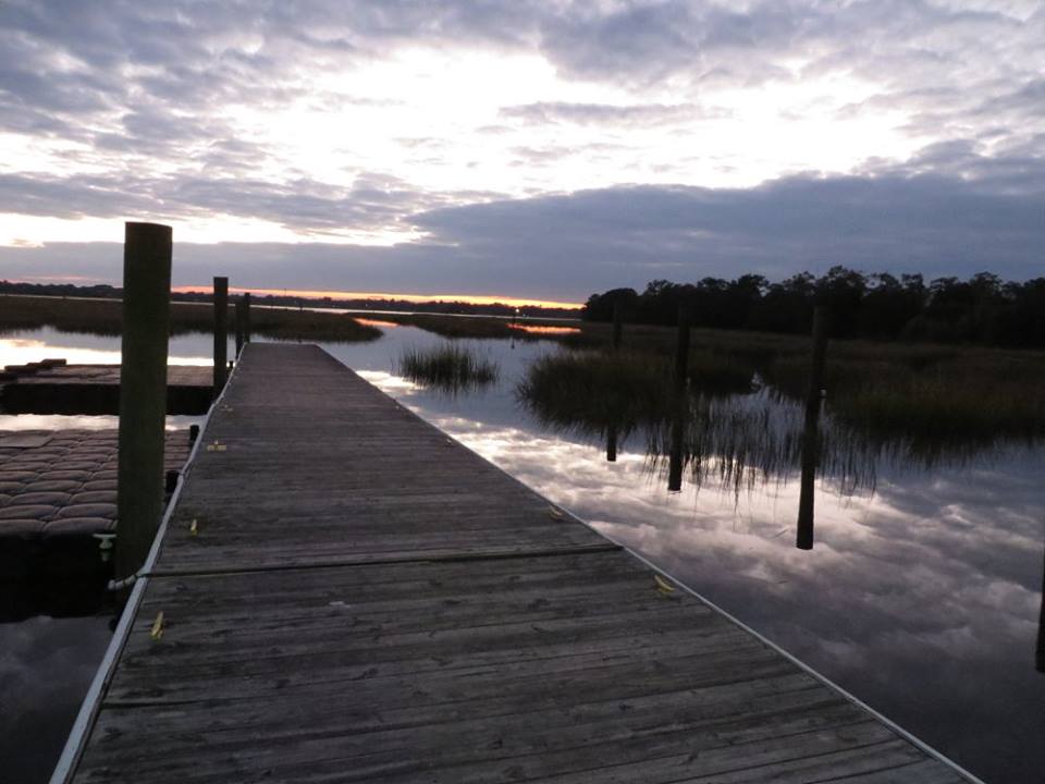 Sunset behind the boat house