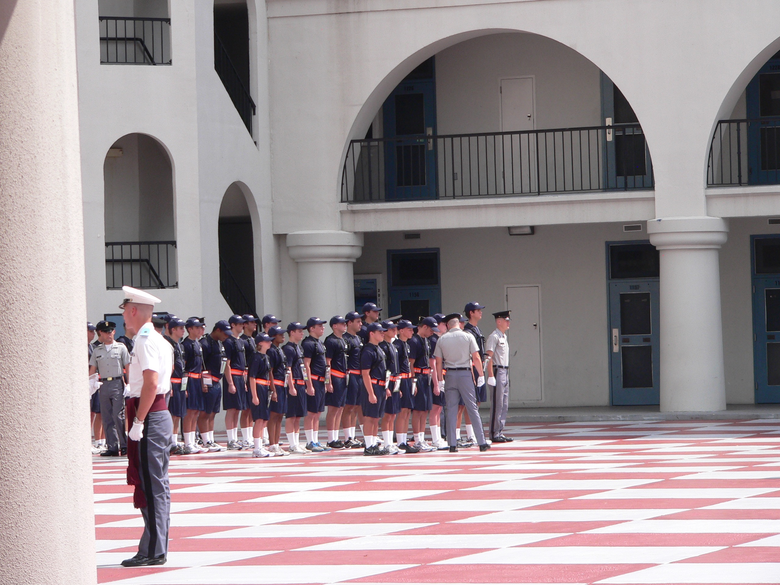 Bravo Company lining up with their cadre members or as i like to call them, "The Hospitality Committee"